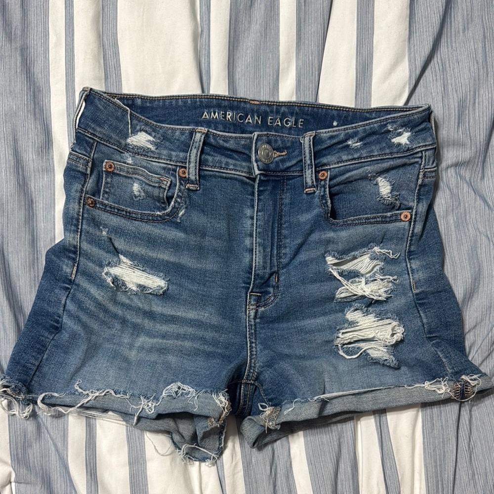 American Eagle Outfitters Blue Jean Shorts Distressed Style